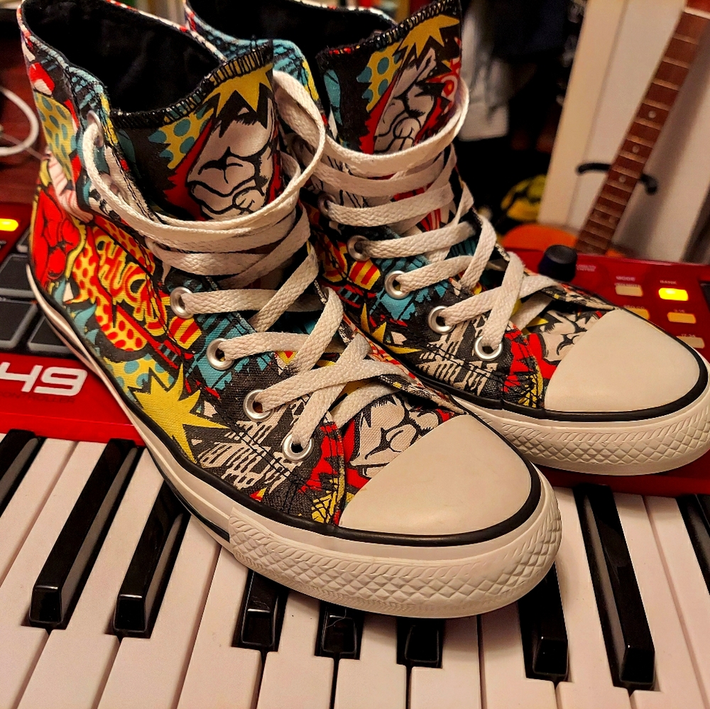 👑 RARE 🔥 converse comic graffiti high top